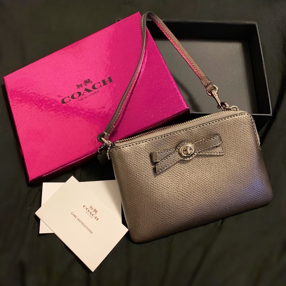 Coach Handbags - Coach Gunmetal Wristlet Wallet